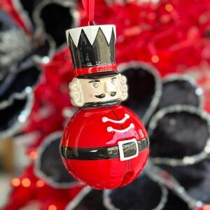 Nutcracker Dolomite Bell Ornament in Red and Black